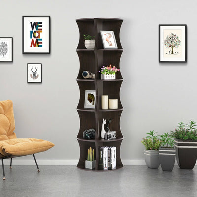 Nesuncia 77" H 5 Tier Corner Shelf Plant Stand Open Bookshelf Unique Furniture