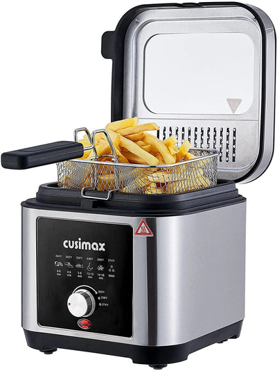 CUSIMAX 2.6QT Deep Fryer, Stainless Steel, Electric, New, Model CMDF-02