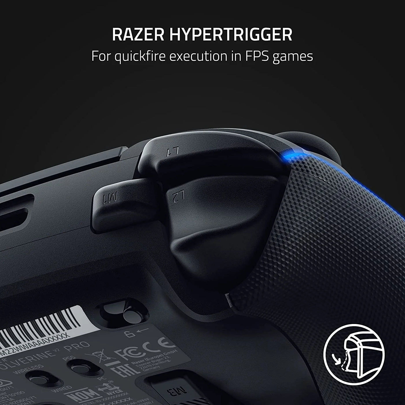 Razer Wolverine V2 Pro Wireless Controller Black HyperSpeed, Mecha-Tactile, RGB Lights for PS5 & PC With Cleaning kit BOLT AXTION Bundle Like New