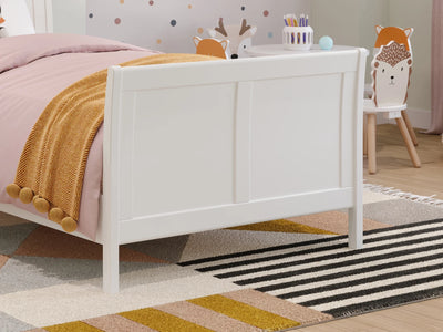 AFI Valencia Twin Wood Low Profile Sleigh Platform Bed with Matching Footboard, White