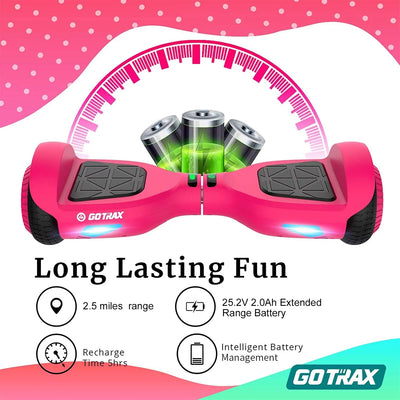 GOTRAX Edge Hoverboard for Kids Adults, 6.5" Tires 6.2mph & 2.5 Miles Self Balancing Scooter, Pink