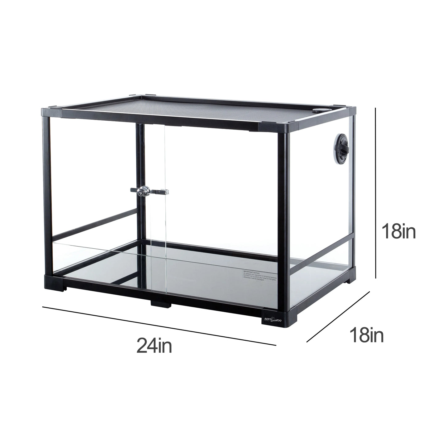 REPTIZOO Reptile Knock Down Full View Natural Terrarium- 24 x 18 x 18 inches , Black