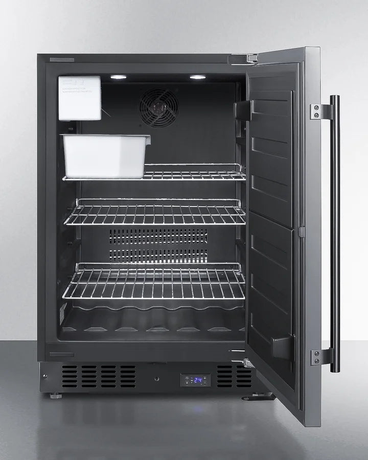 24" Wide Built-In All-Freezer With Icemaker, Black Cabinet