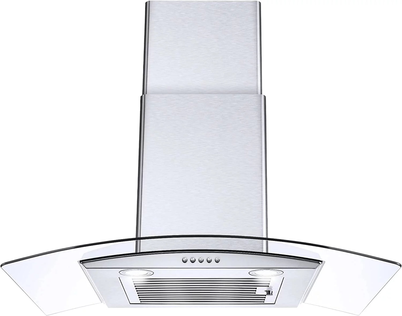 Range Hood 30 inch Convertible Wall Mount Range Hood with Tempered Glass 3 Speed Fan 450CFM