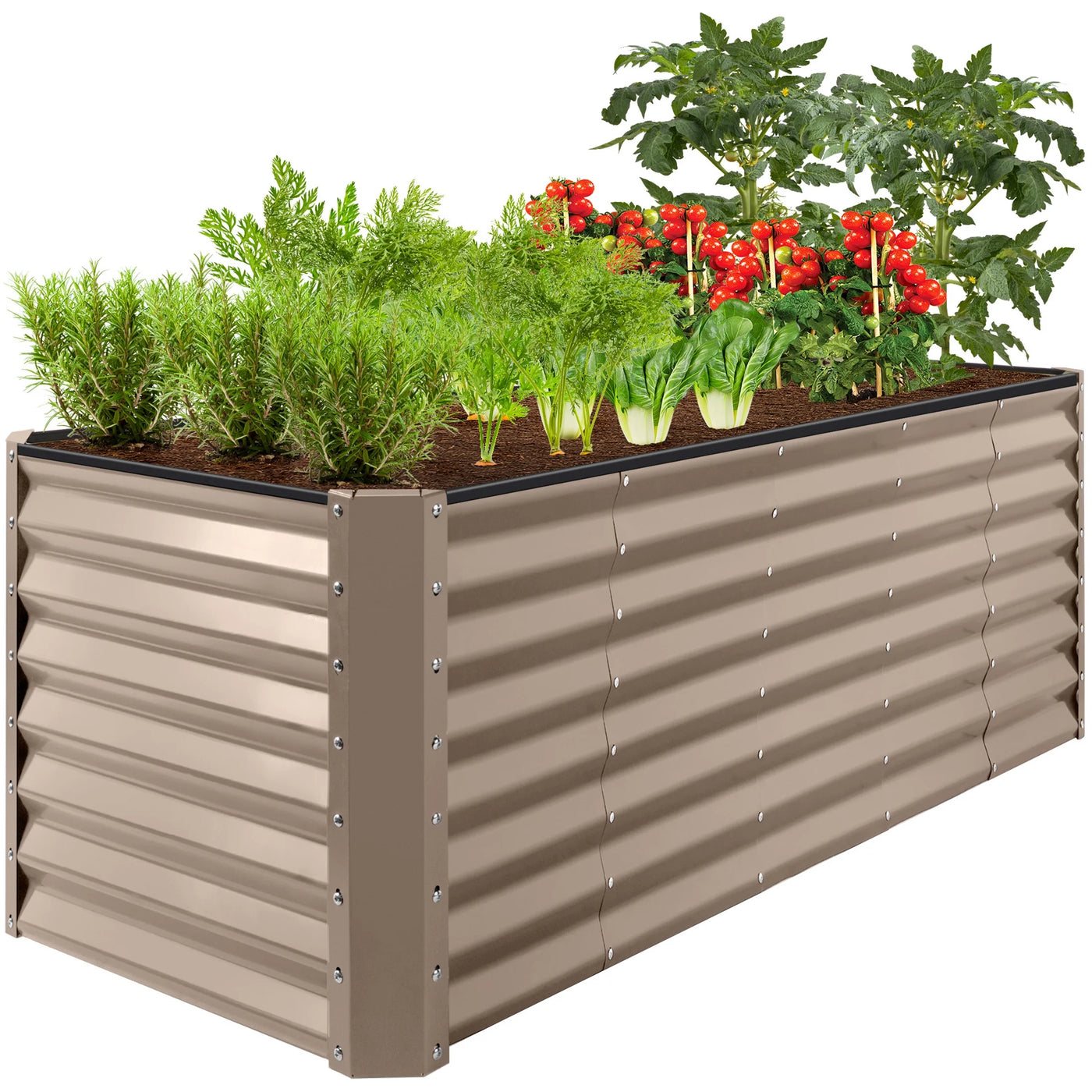 Best Choice Products 8x2x2ft Outdoor Metal Raised Garden Bed, Planter Box for Vegetables, Flowers, Herbs - Taupe