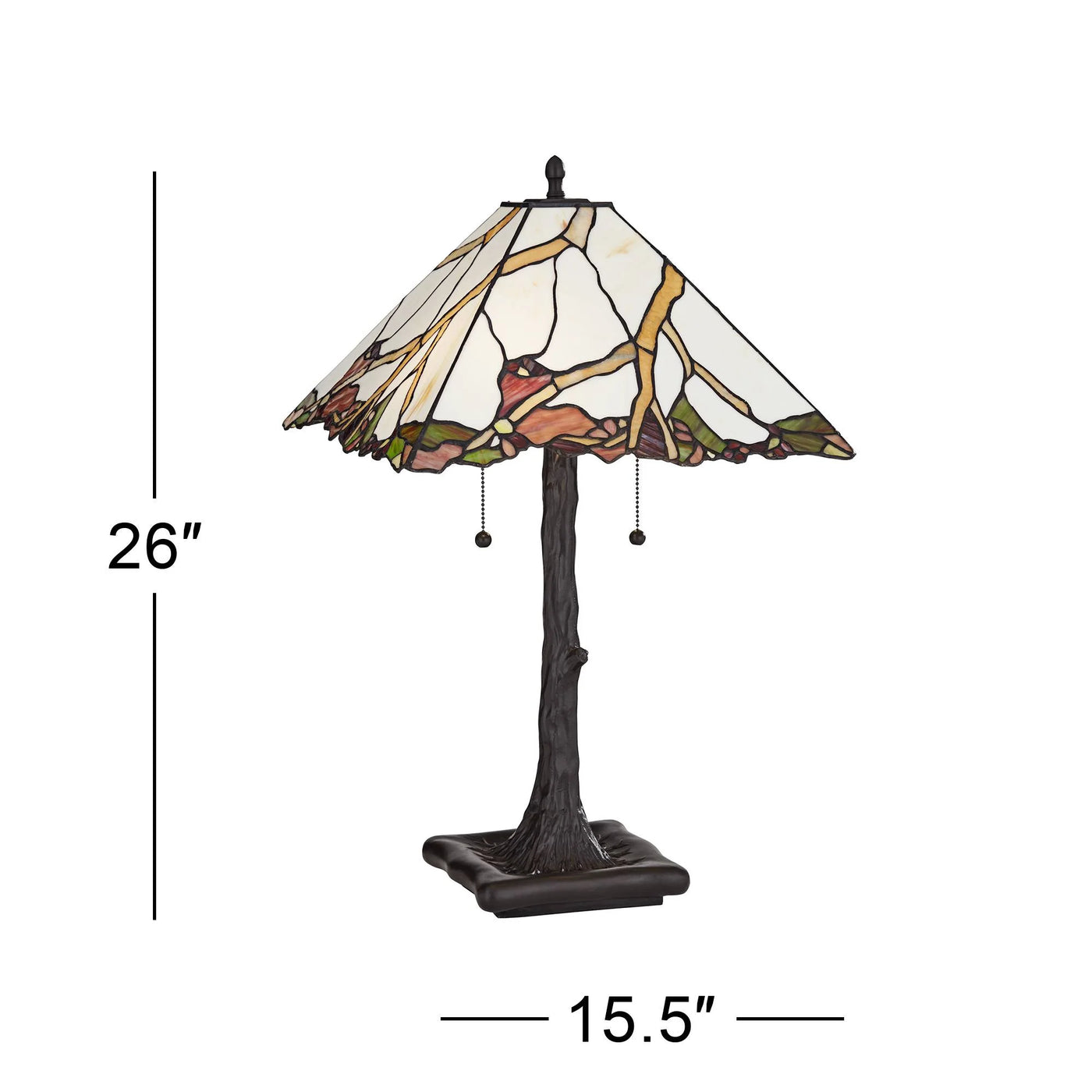 Robert Louis Tiffany Cherry Rustic Table Lamp 26" High Dark Bronze Cherry Blossom Stained Art Glass Shade for Bedroom Living Room Bedside Nightstand