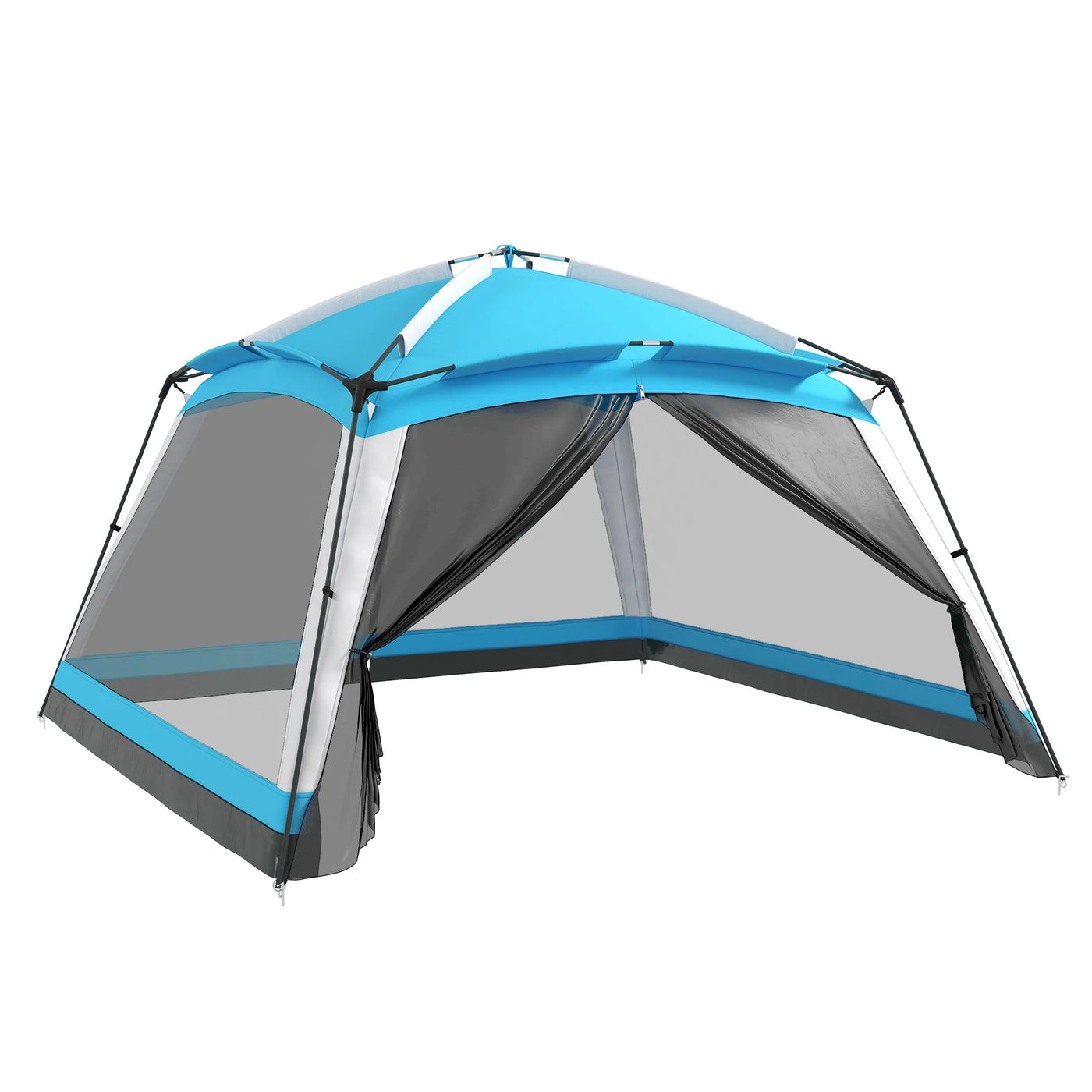 Outsunny 12' x 12' Screen House Room, 8 Person Camping Tent w/ Carry Bag and 4 Mesh Walls for Hiking, Backpacking, and Traveling, Easy Set Up, Sky Blue