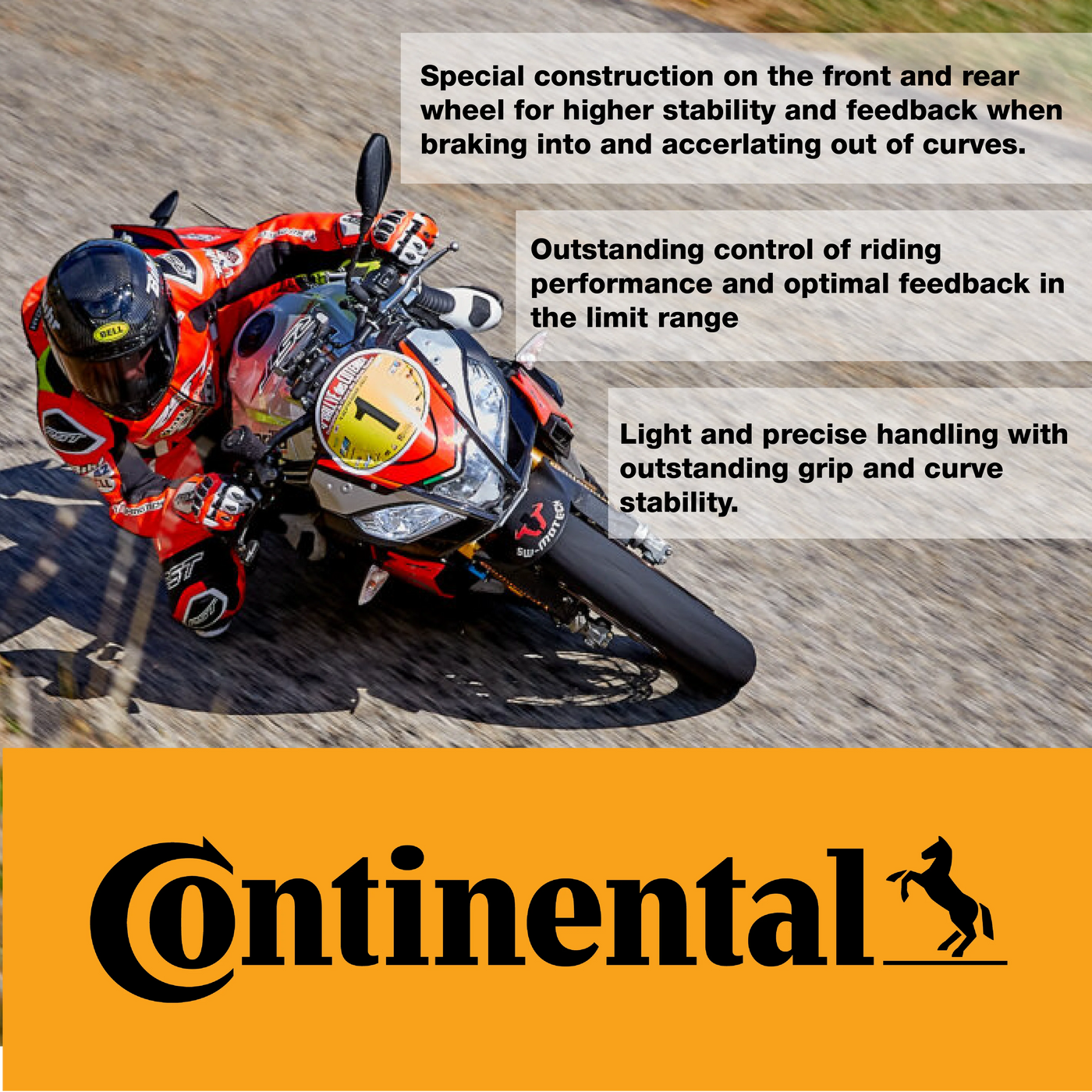 Continental ContiSportAttack 2 120/70ZR17 Front & 180/55ZR17 Rear Sports Motorcycle Tires - High-Performance Grip, Enhanced Stability, and Quick Warm-Up 120/70-17, 180/55-17