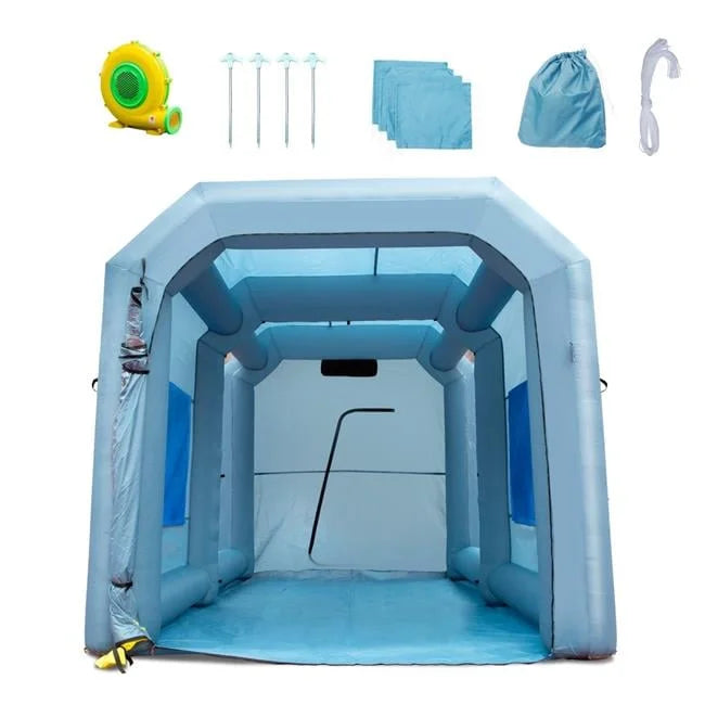 13 x 10 x 9 ft. Inflatable Paint Booth, Inflatable Spray Booth, 900W High Powerful Blowers Spray Booth Tent, Car Paint Tent Air Filter System, Blue