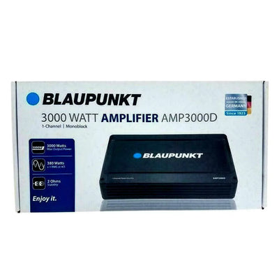 Blaupunkt AMP3000D 3000W Monoblock Class D Stereo Car Audio Amp + 4 Ga Amp Kit Bundle