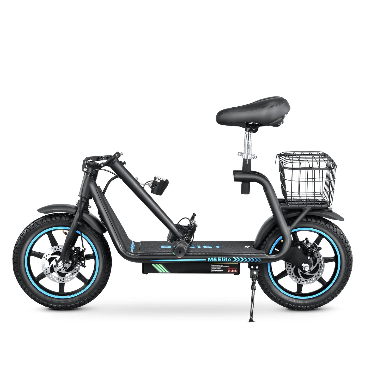 BOGIST Electric Scooter for Adults with Seat, 500W Motor(Peak 800W), 25mph, 45km Range, 48V 13Ah, Electric Bicycle with Basket, BOGIST M5 Elite,Blue