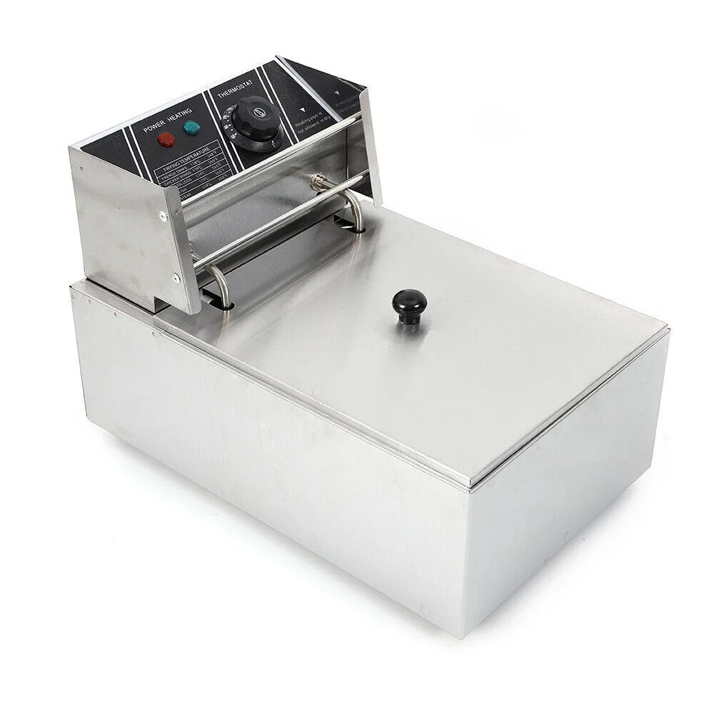 denest 5kW Large Electric Deep Fryer Single Tank Commercial Restaurant Fry Basket 6/12L