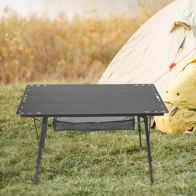 Miulika Folding Table Camping Table Foldable Small Table Sturdy Outdoor Table with Adjustable Legs for Camp Garden Barbecue Yard Boat Black