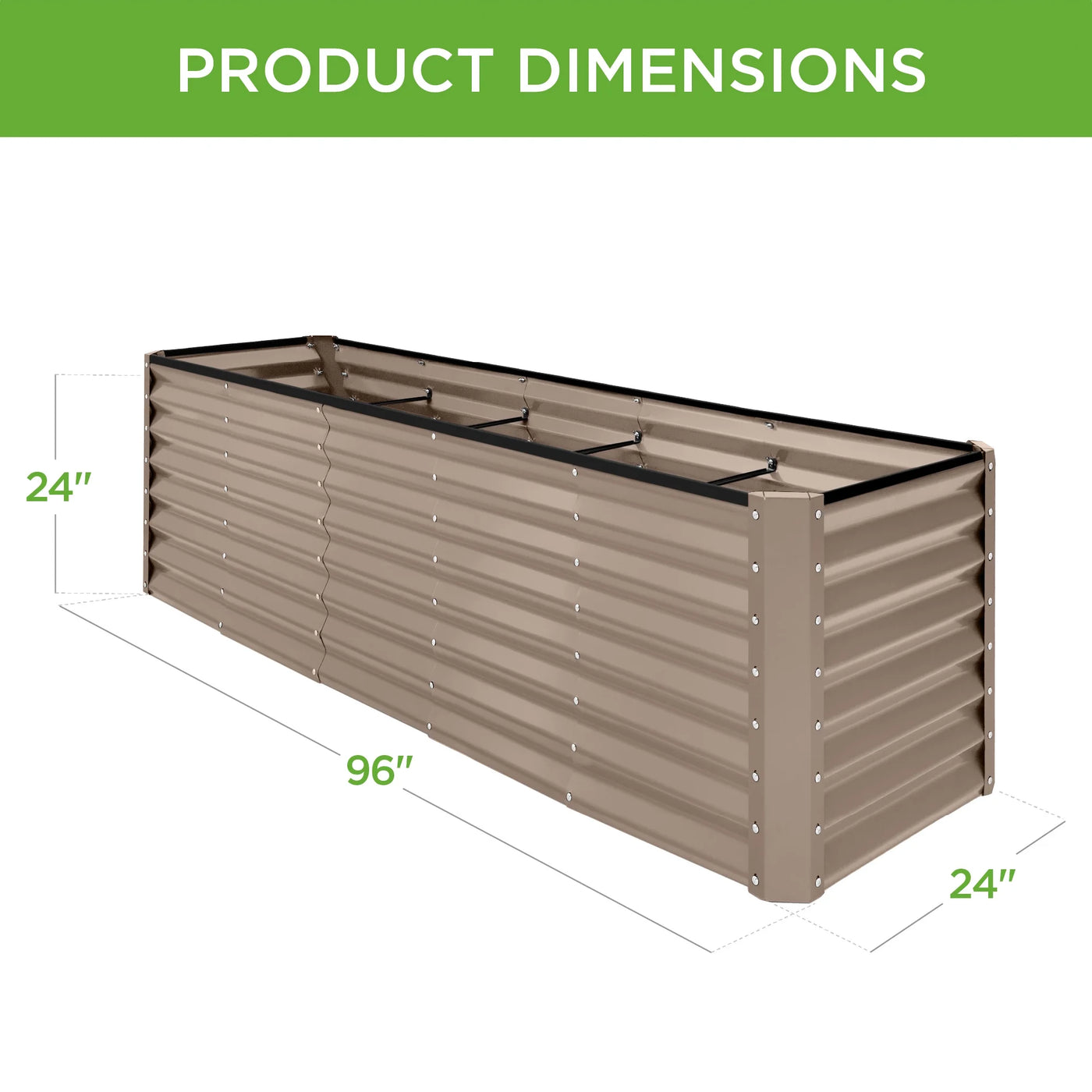 Best Choice Products 8x2x2ft Outdoor Metal Raised Garden Bed, Planter Box for Vegetables, Flowers, Herbs - Taupe