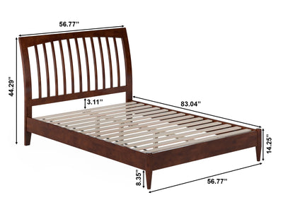 AFI Orleans Full Solid Wood Low Profile Sleigh Platform Bed, Walnut