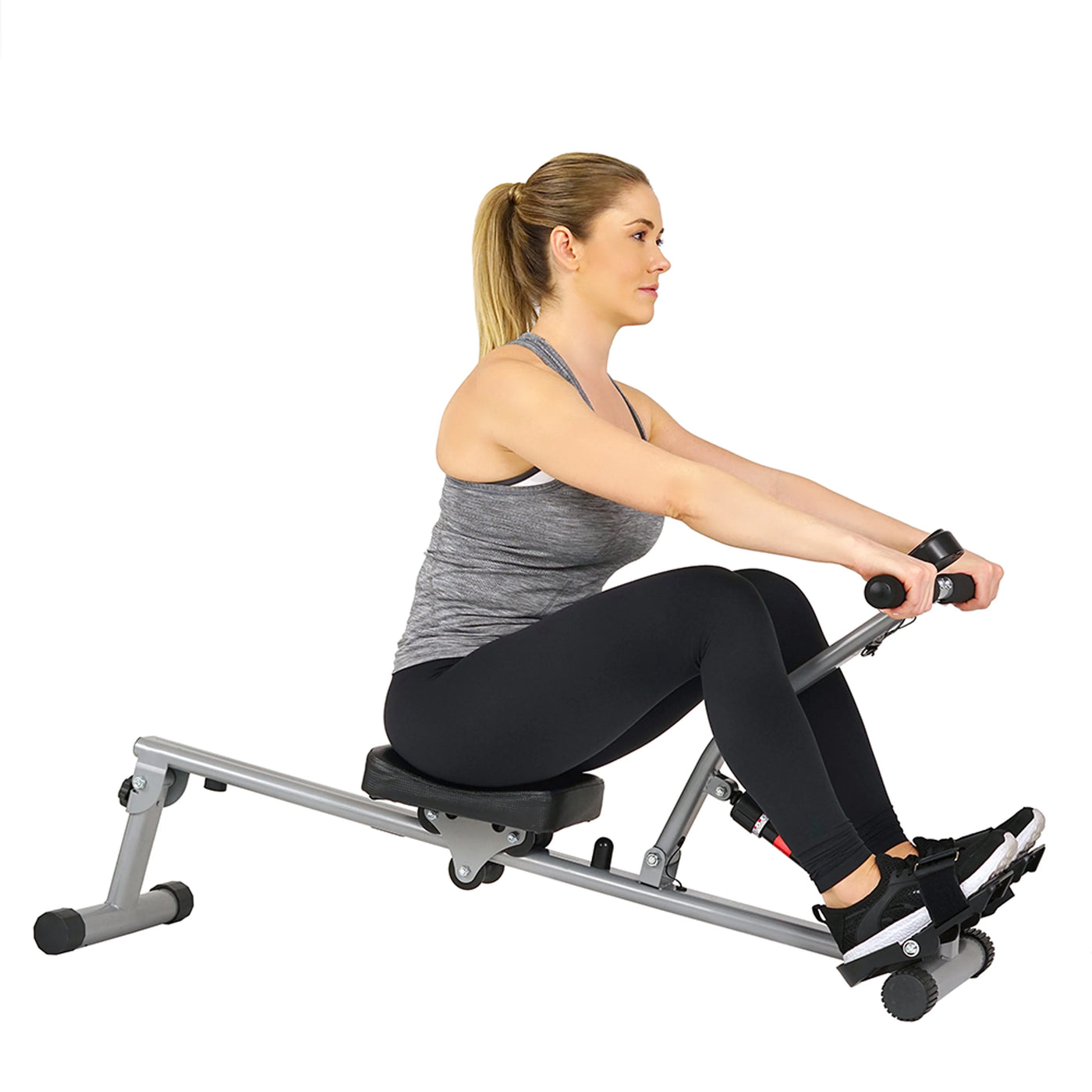 Sunny Health & Fitness SF-RW1205 12 Adjustable Resistance Rowing Machine Rower w/ Digital Monitor