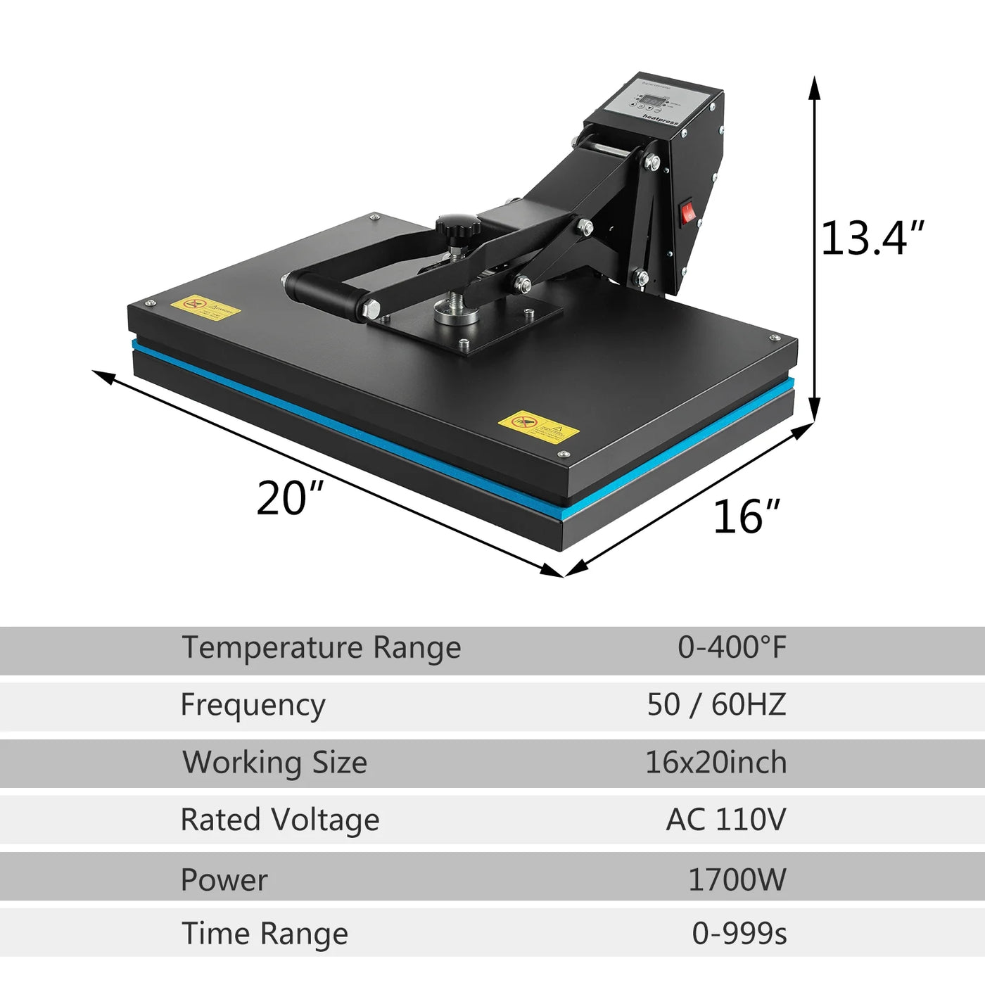 SHZOND Heat Press 16x20 Inch, Large Clamshell Heat Press 1700W, High Pressure Heat Press Machine Digital Control Heat Transfer Machine for T Shirts