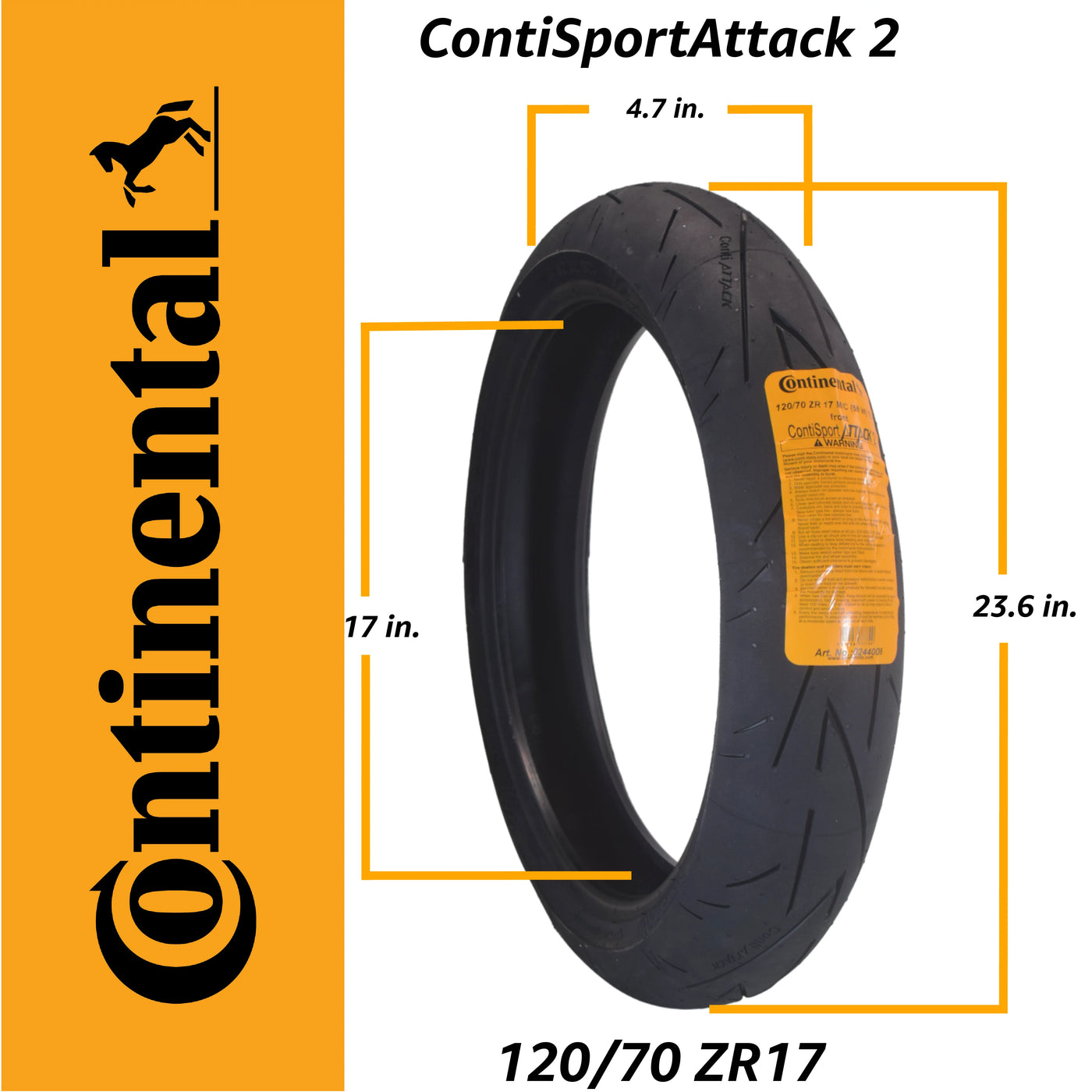 Continental ContiSportAttack 2 120/70ZR17 Front & 180/55ZR17 Rear Sports Motorcycle Tires - High-Performance Grip, Enhanced Stability, and Quick Warm-Up 120/70-17, 180/55-17