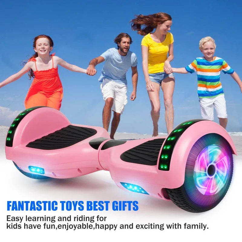 SISIGAD Hoverboard, 10 Mph Max Speed, Hoverboard with Bluetooth and LED lights, 6.5" Self Balancing Electric Hoverboard for Kids Adults Gifts, Pink