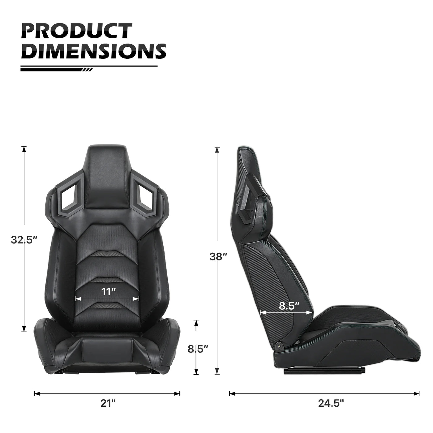 MoNiBloom Ergonomic Racing Seat, Racing Simulator Game Seat with Adjustable Slide, Leather Racing Seat for Racing Simulator Cockpit, Black