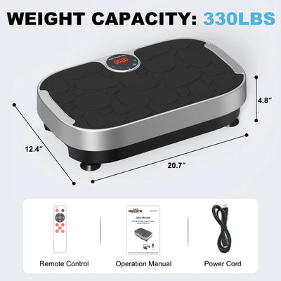 Vibration Plate Power Vibrate Fitness Platform Exercise Machine for Lymphatic Drainage Weight Loss Fat Burner with Loop Bands Remote Control RELIFE REBUILD YOUR LIFE