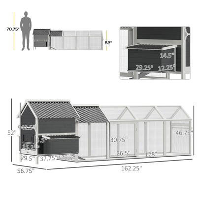 PawHut 162" Large Chicken Coop for 6-8 Chickens, Chicken House