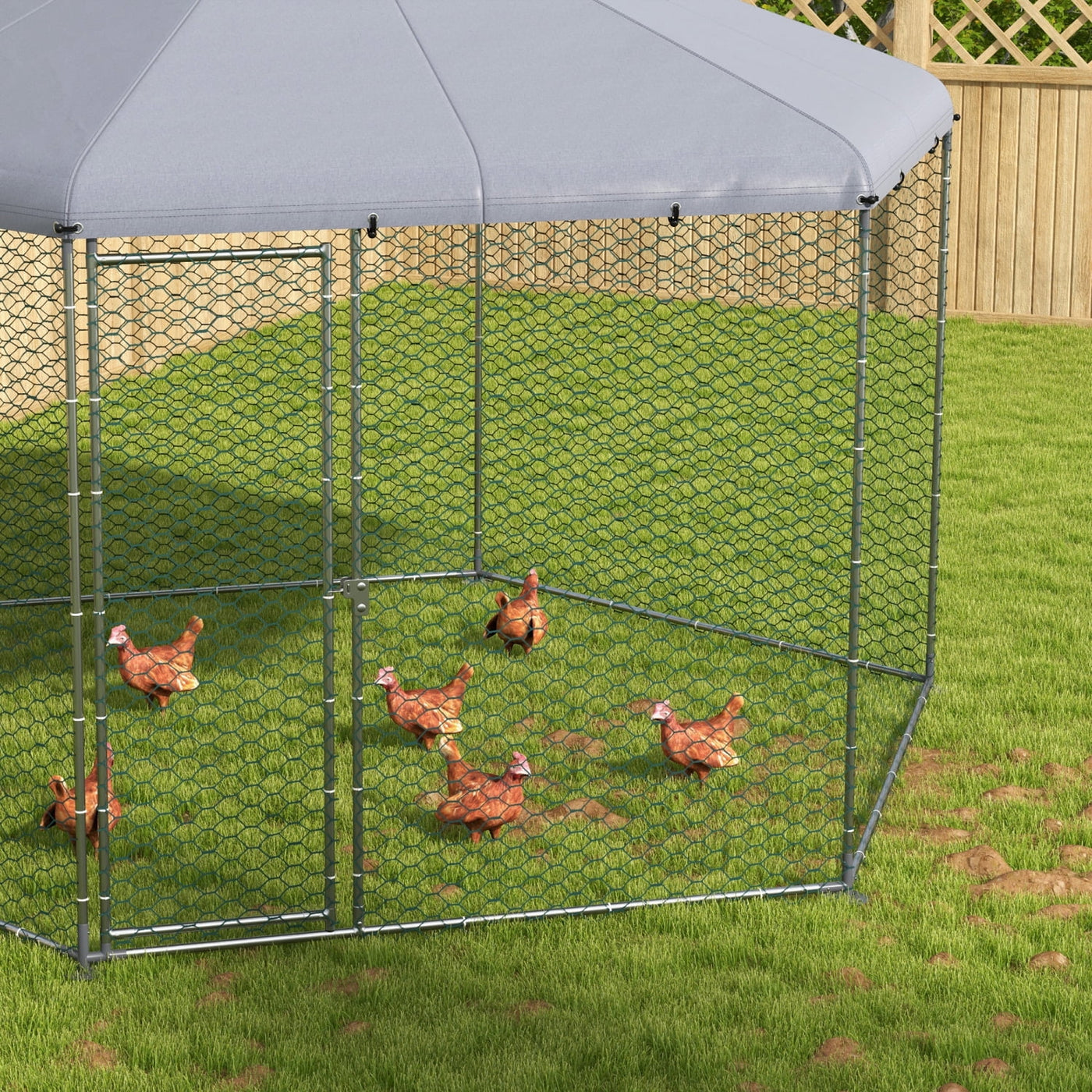 GFVCNIO PawHut Large Metal Coop Run for Ducks and Rabbits with Waterproof and Anti-UV Cover Walk-in Poultry Cage Hen House for Outdoor and Yard Farm Use 13‘ x 11.4‘ x 8.6‘