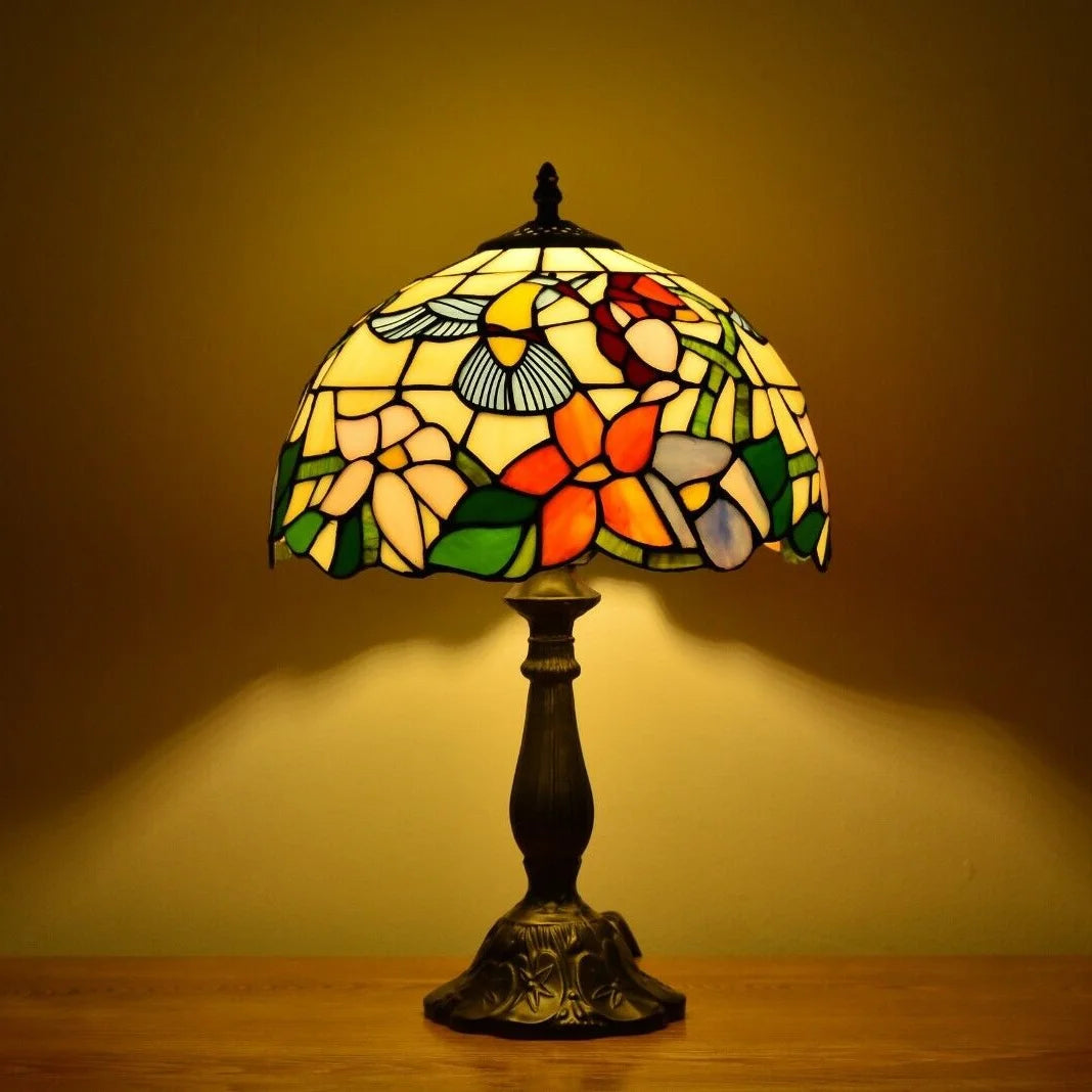 Tiffany Style Table Lamp Stained Glass Lamp Hummingbird Style Bedside Table Lamp Desk Reading Light 18" Tall Decor Bedroom Living Room Home Office