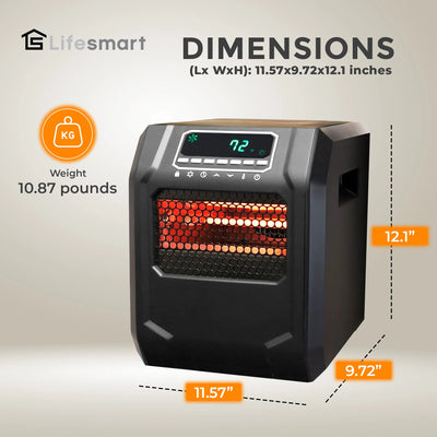 Lifesmart 4 Element 1500W Portable Electric Infrared Quartz Space Heater