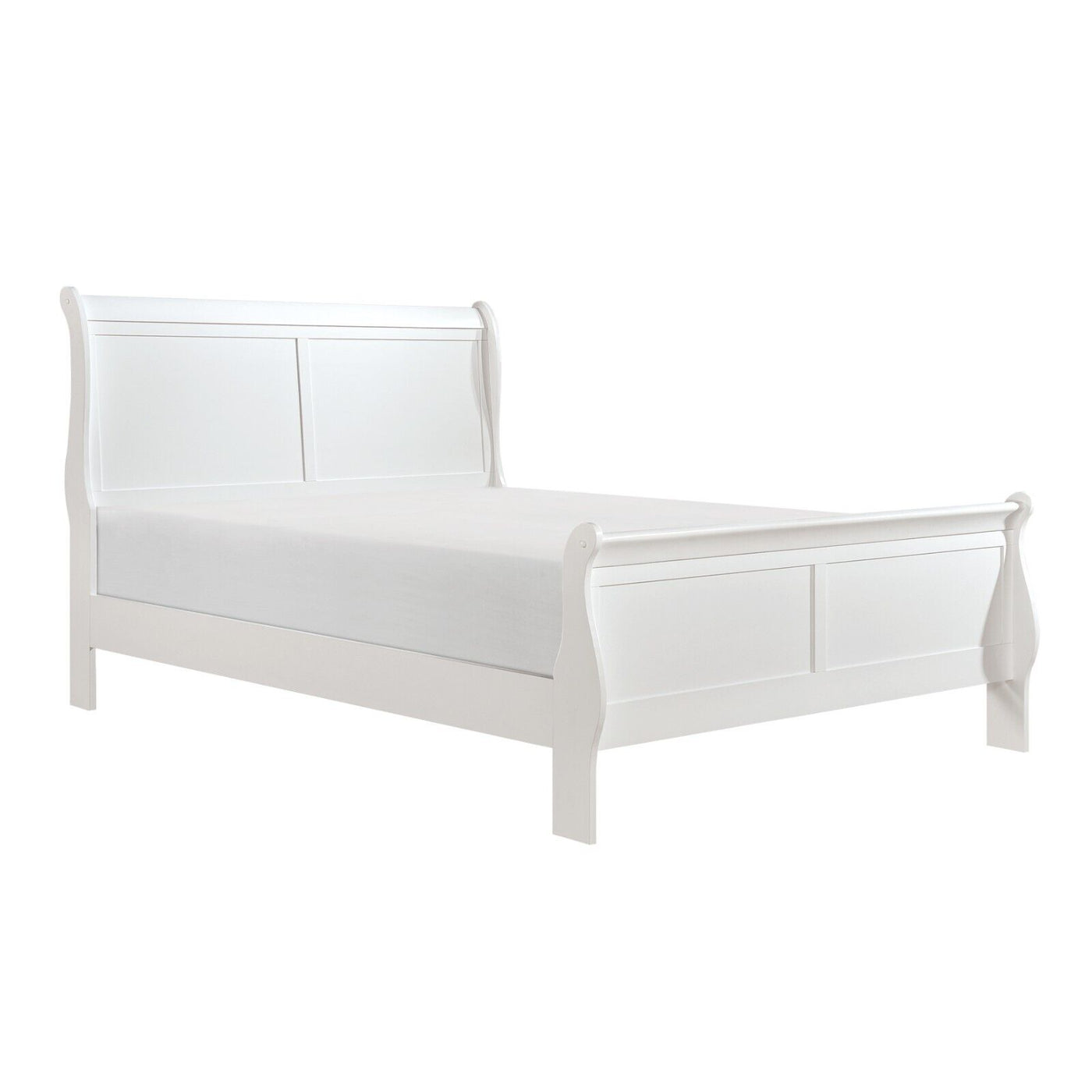 Traditional White Finish 1pc Eastern King Size Sleigh Bed Classic Louis Philippe Styling Bedroom Furniture