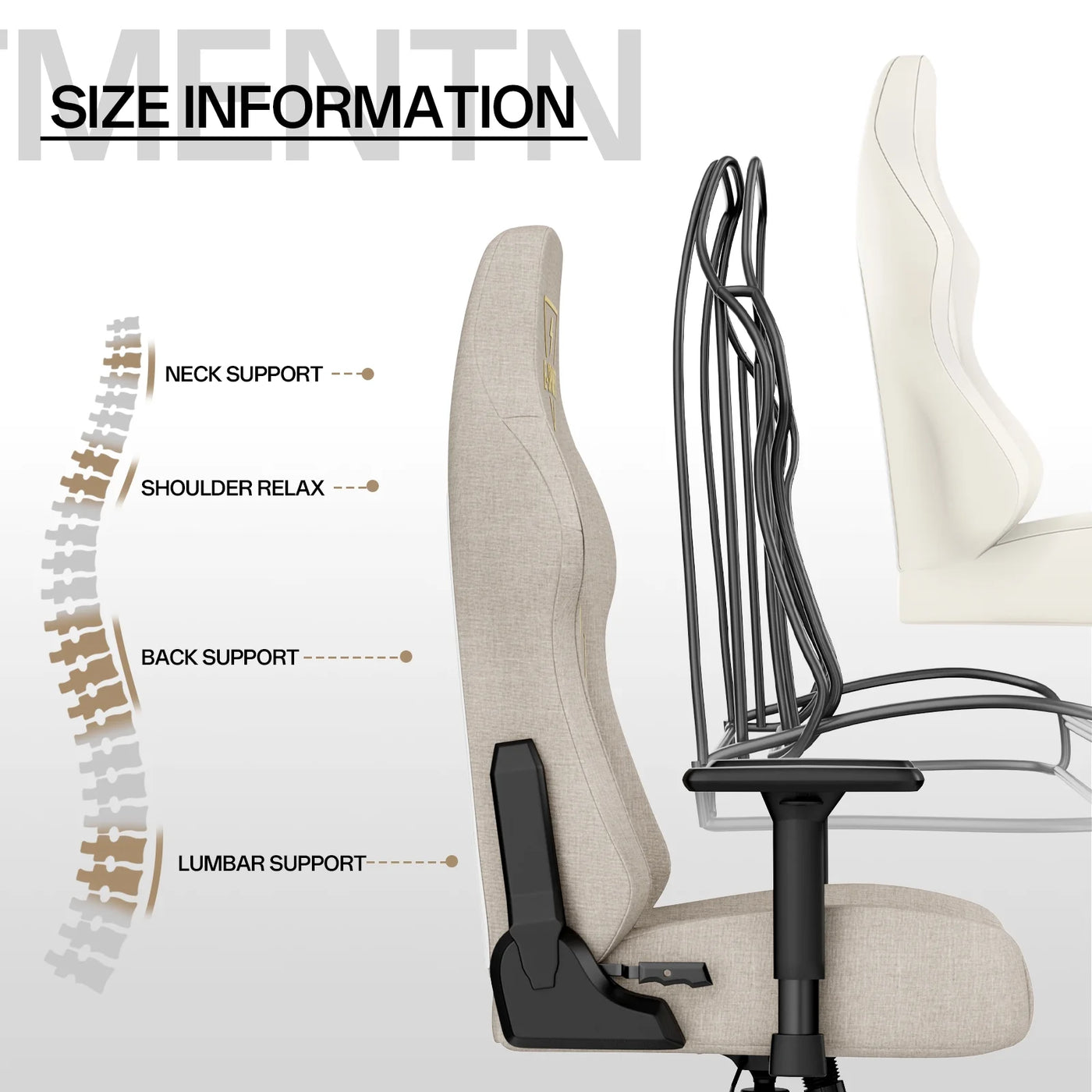 Bigzzia Gaming Chair, High Back Ergonomic Computer Chair with 3D Armrests for Adult, Height Adjustable Game Chair with 360°-Swivel Seat, Beige