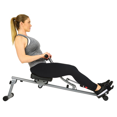 Sunny Health & Fitness SF-RW1205 12 Adjustable Resistance Rowing Machine Rower w/ Digital Monitor