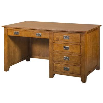 Mission Quarter Sawn Oak 5 Drawer Library Desk - Michael's Cherry