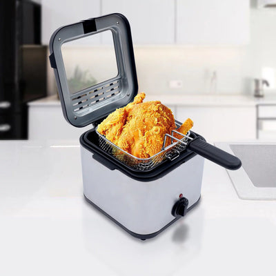 1000W 2.5L Deep Fryer With Basket Small Fryer w/ View Window, Oil Dripping Hook