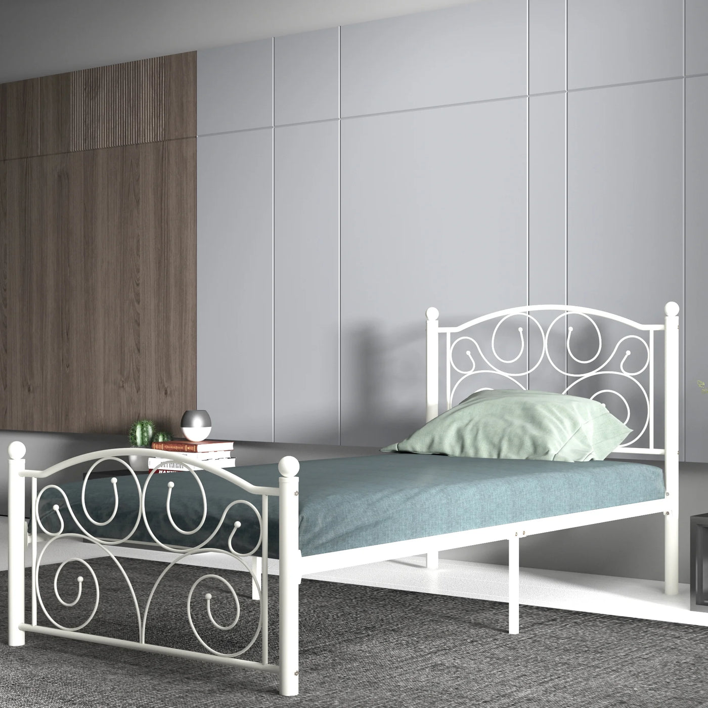 Modern White Twin Size Metal Bed Frame - Upgrade Your Bedroom