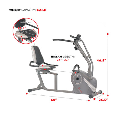 Sunny Health & Fitness Cross Trainer Magnetic Recumbent Bike with Arm Exercisers - SF-RB4936