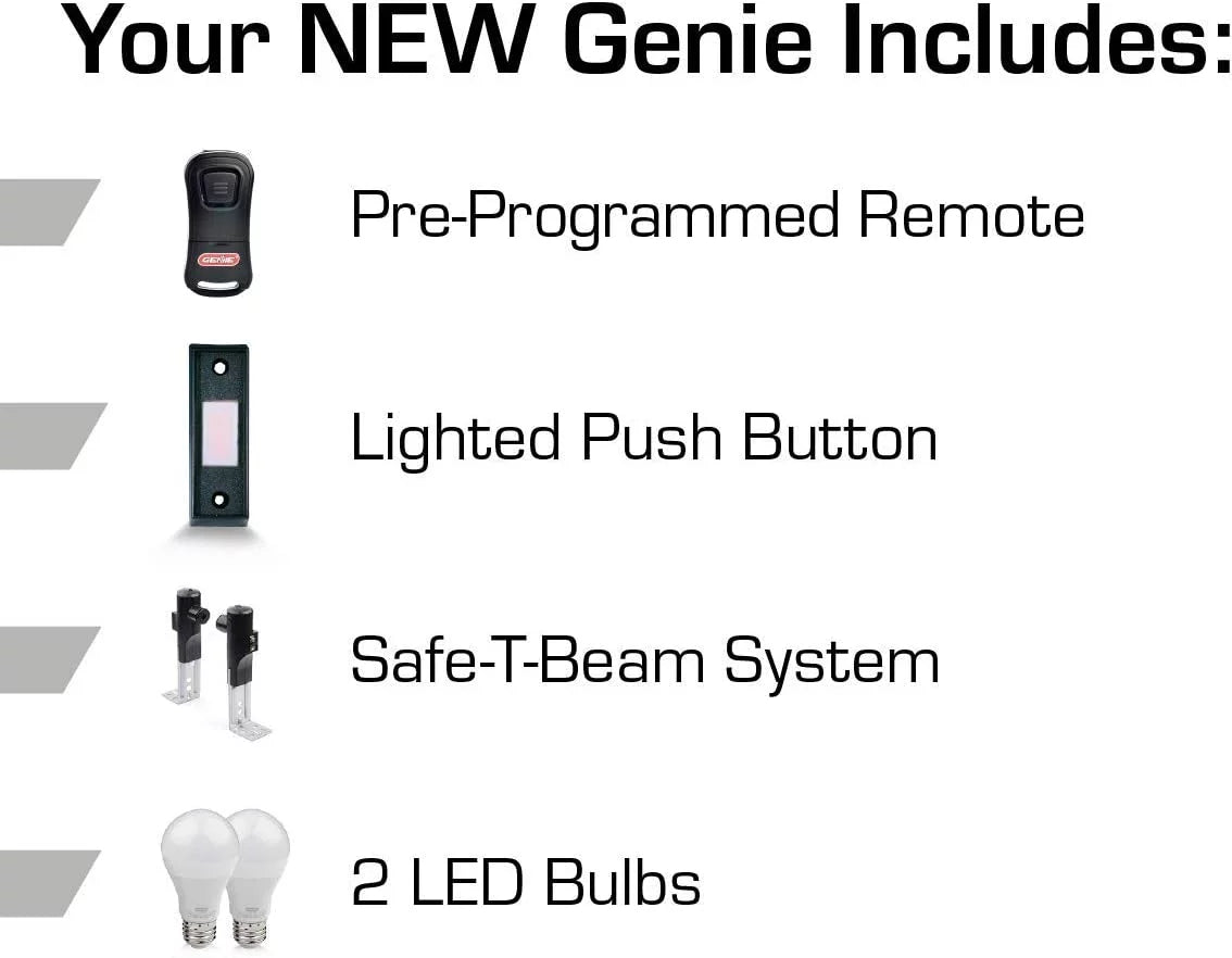 Genie 2055 LED Stealth 500 Essentials LED Bulbs Included Ultra Quiet Belt Drive Garage Door Opener