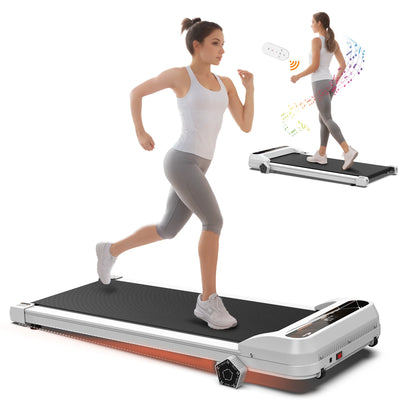 FYC Walking Pad Treadmill for Home with Incline, 2.5HP Low Noise Walking Jogging Running Machine with Remote Control, LED Display and Bluetooth, Under Desk Treadmill for Home Office, White