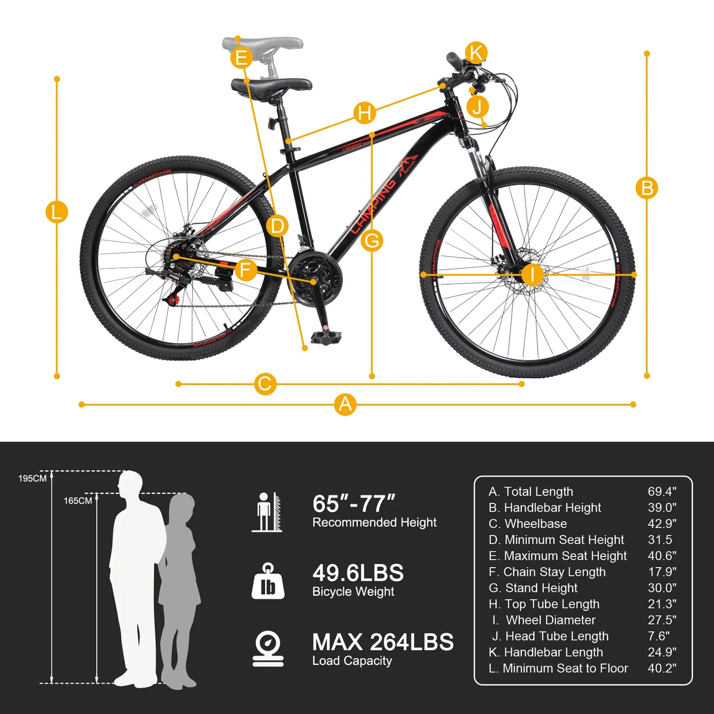 Zimtown 27.5in Wheel Mountain Bike, Adult 21 Speed Steel Bicycle, Black & White