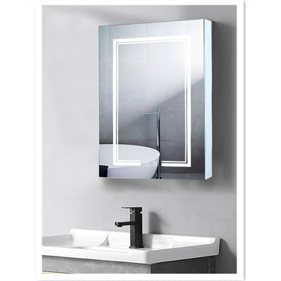 LED Bathroom Wall Cabinet with Single Door and Mirror, White Finish - Storage, Illumination, Space-saving - Ideal for Small Bathrooms