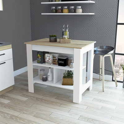 XCJDILAO Rockaway 3- Kitchen Island and Light Oak