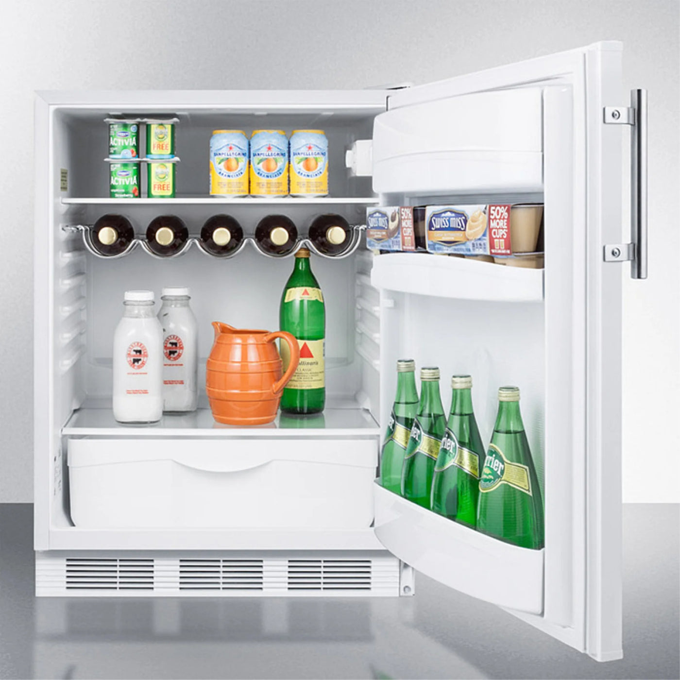 Built-in undercounter all-refrigerator for residential use, auto defrost with white exterior