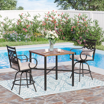 Sophia & William 2 Piece Patio Outdoor Swivel Bar Stools Metal Counter Height Chairs with Cushions