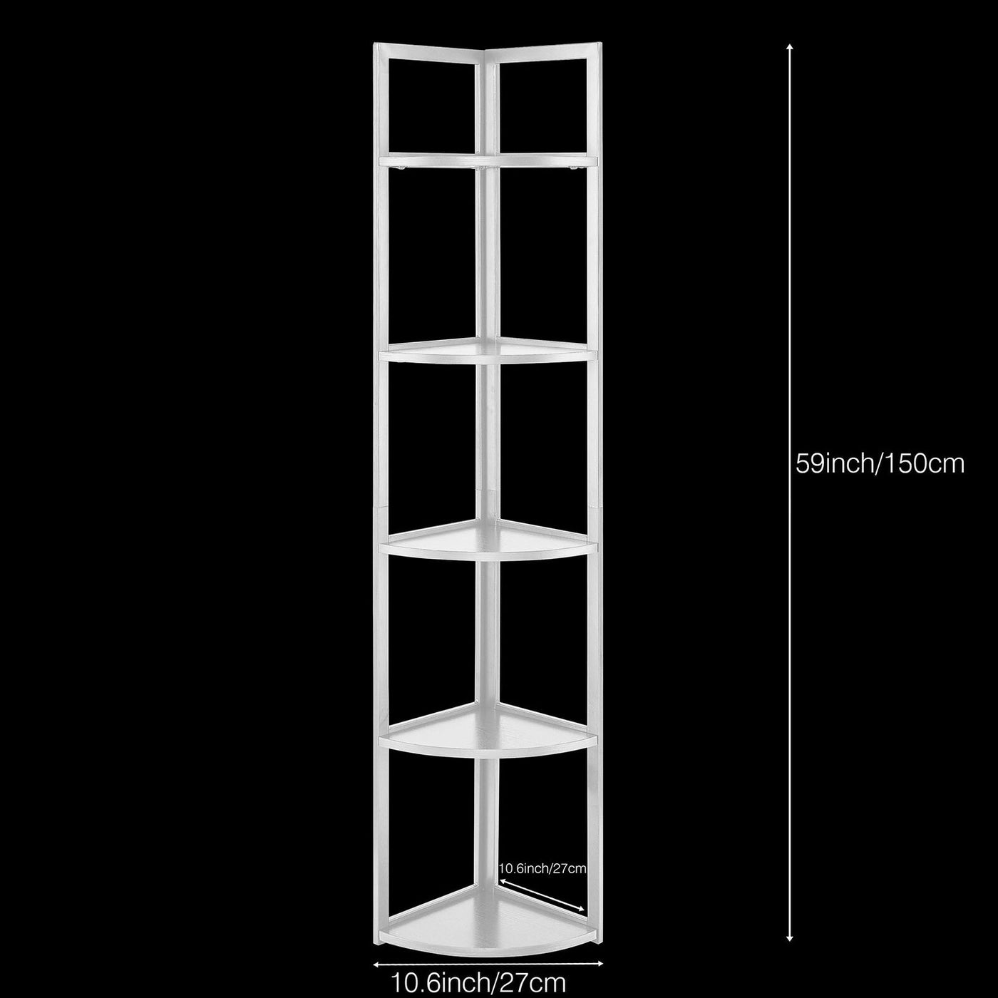 SWAREY 5 Tier Corner Bookcase Plant Stand Storage Open Shelf Corner Display Rack white