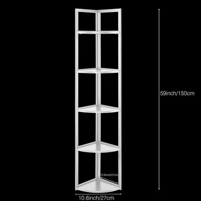 SWAREY 5 Tier Corner Bookcase Plant Stand Storage Open Shelf Corner Display Rack white