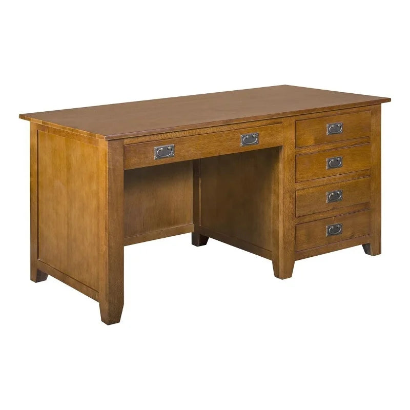 Mission Quarter Sawn Oak 5 Drawer Library Desk - Michael's Cherry