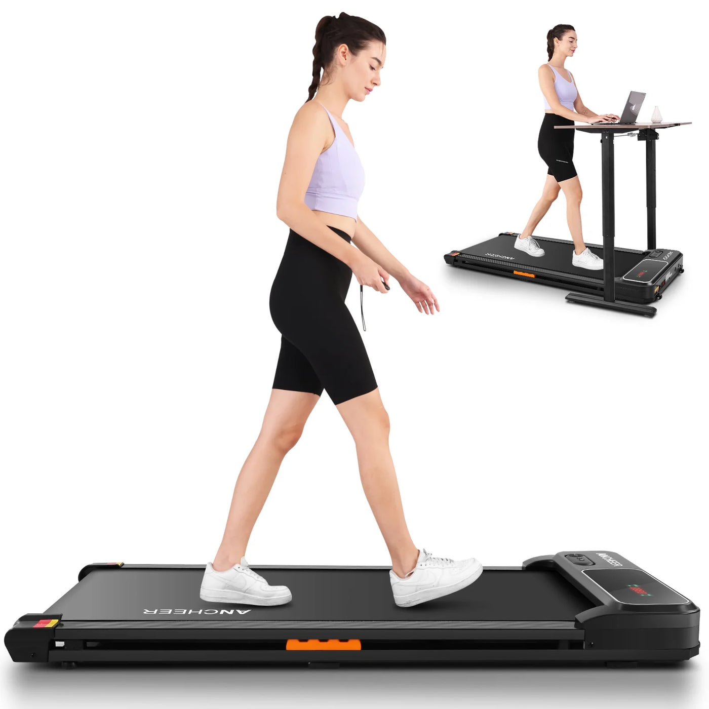 ANCHEER Walking Pad Treadmill&Under Desk Treadmill for Home&Office, Speed Range 0.6~3.8mph, 240 lbs Weight Capacity