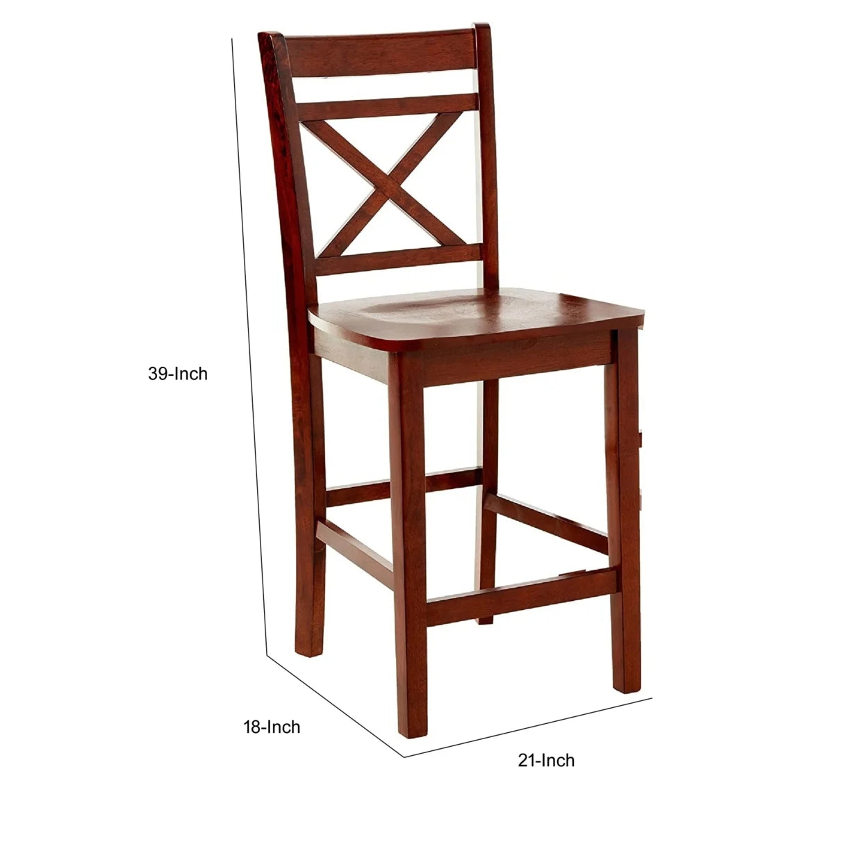 Acme Tartys Counter Height Chair (Set-2) in Cherry Finish