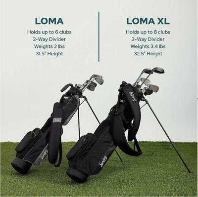 Sunday Golf Loma XL Bag - Lightweight Golf Bag with Strap and Stand – Easy to Carry Pitch n Putt Golf Bag – Golf Stand Bag for The Driving Range, Par 3 and Executive Courses, 3.4 pounds (Matte Black)