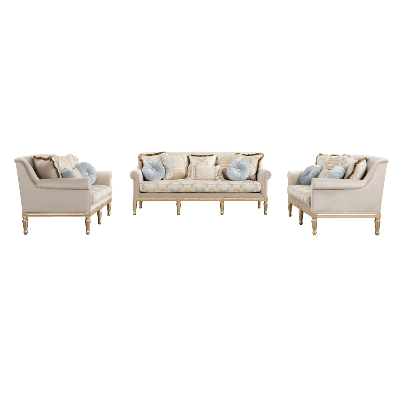 84" Modern Velvet Sofa Set, 3 Seater Couch with Loveseat for Living Room, Apartment, Beige